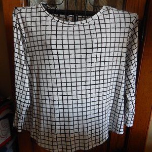 Ladies ELLE Blouse - Top - shirt~~ 3/4 Sleeve ~ Black & White Print ~ Size XL